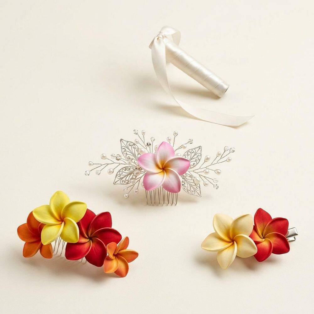 30 Pieces Artificial 3.5 In. Multicolor Indoor/Outdoor Plumeria Frangipani Silk