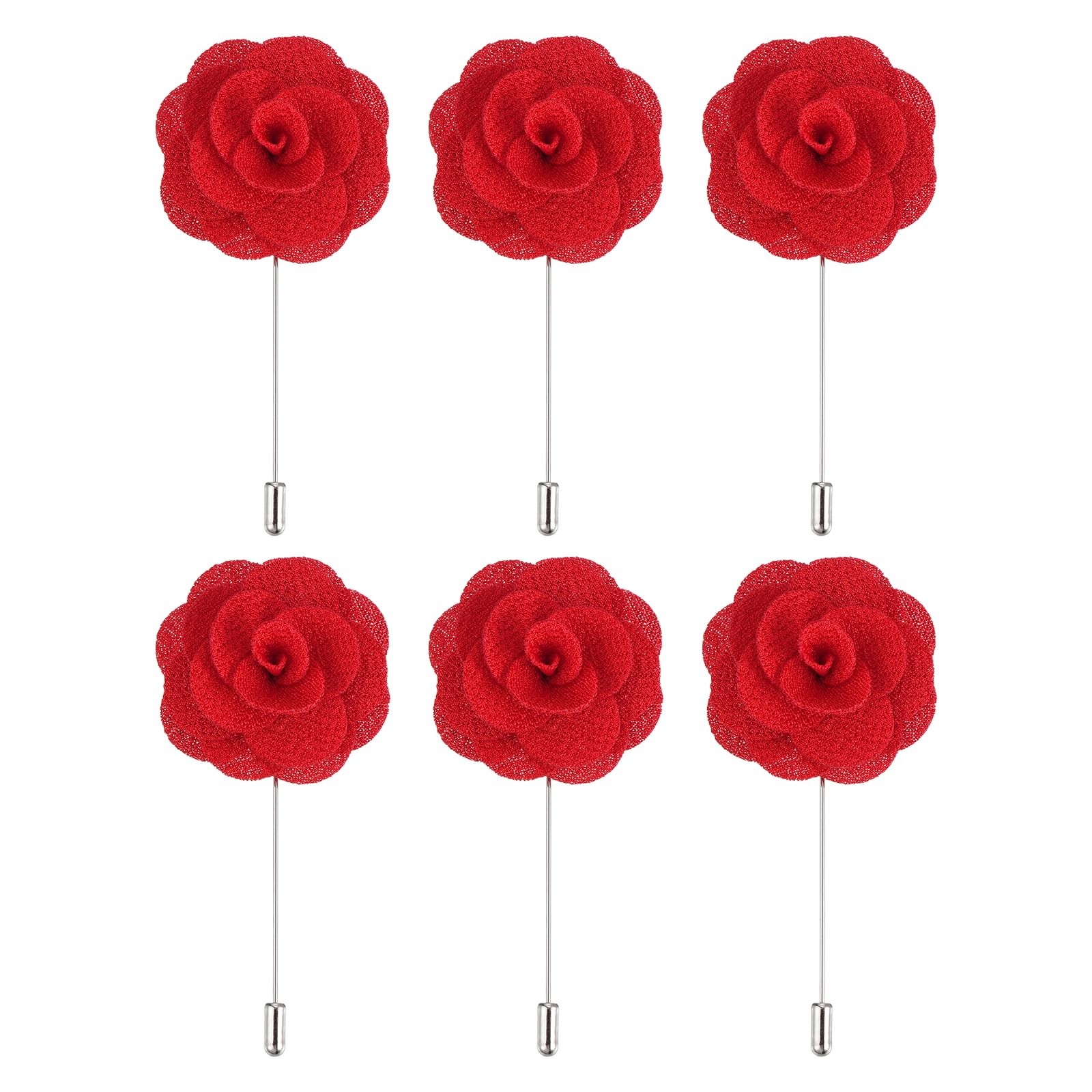 6 PCS Groom Boutonnieres Rose Pins Men Wedding Ceremony Anniversary Decoration