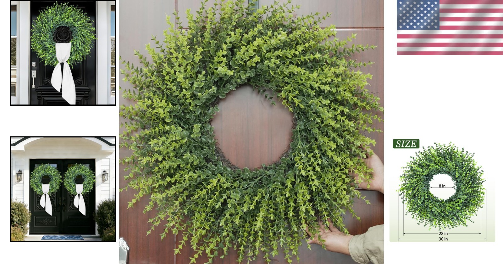 Versatile 28-Inch Green Wreath – Perfect for Doors, Walls & All Seasons