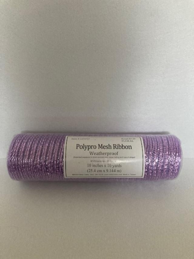 Hobby Lobby – Polypro Mesh Ribbon- Lilac – Weatherproof- # 1274737- New/Sealed –