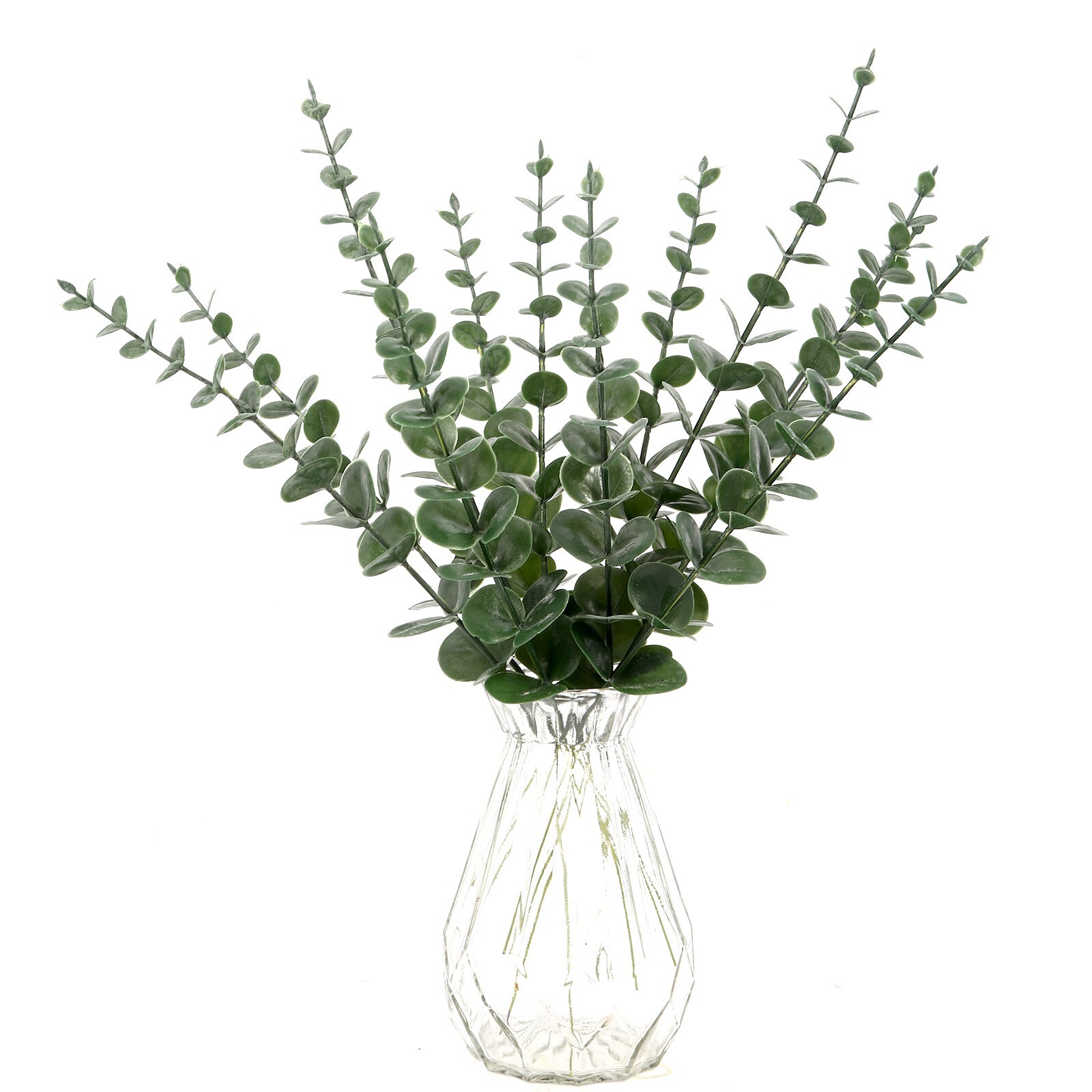 EZFLOWERY 24 Pcs Artificial Eucalyptus Leaves Stems Real Touch Green Leaf