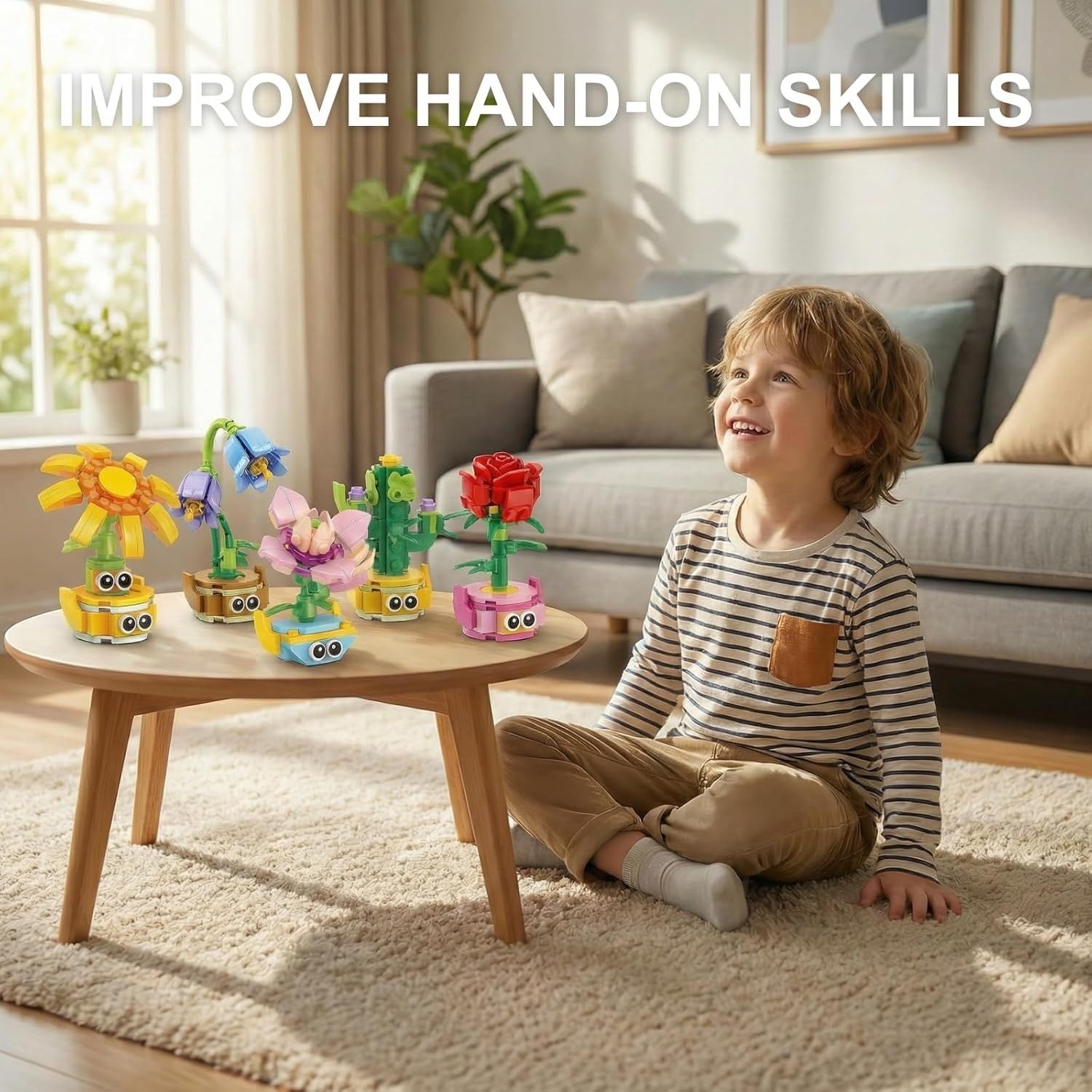 NEW!FULL SET Flower Bouquet 7 Stems Building Kit Botanical Collection 590 pieces