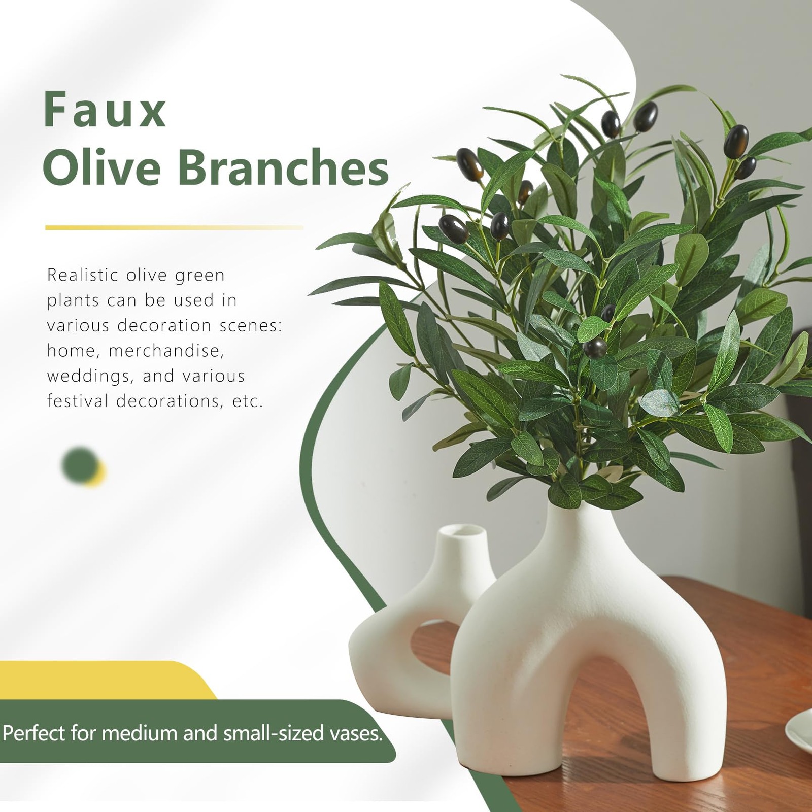 5 PCS 18 Inch Olive Tree Branches Greenery Stems Artificial Plants Faux Olive…