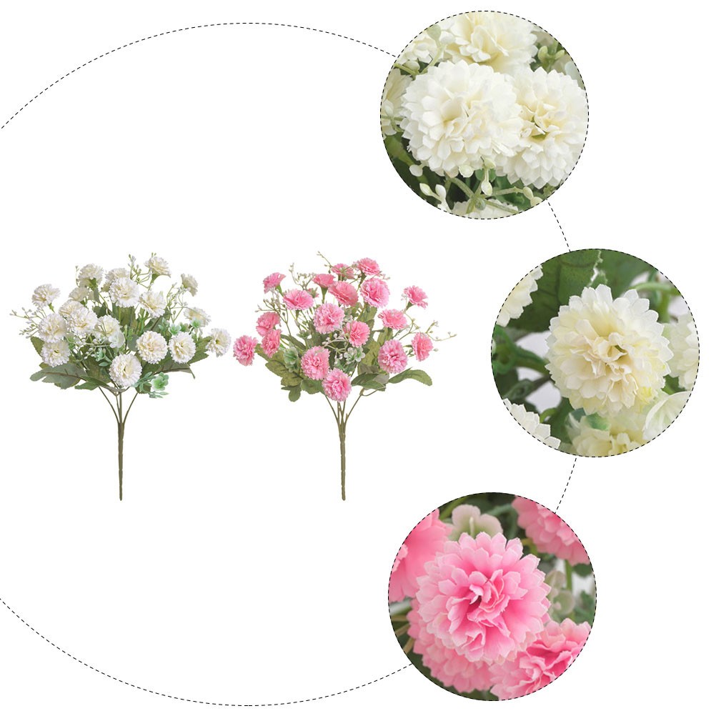 2Pcs Assorted Color Artificial Carnation Flower Decor Reusable Bouquet