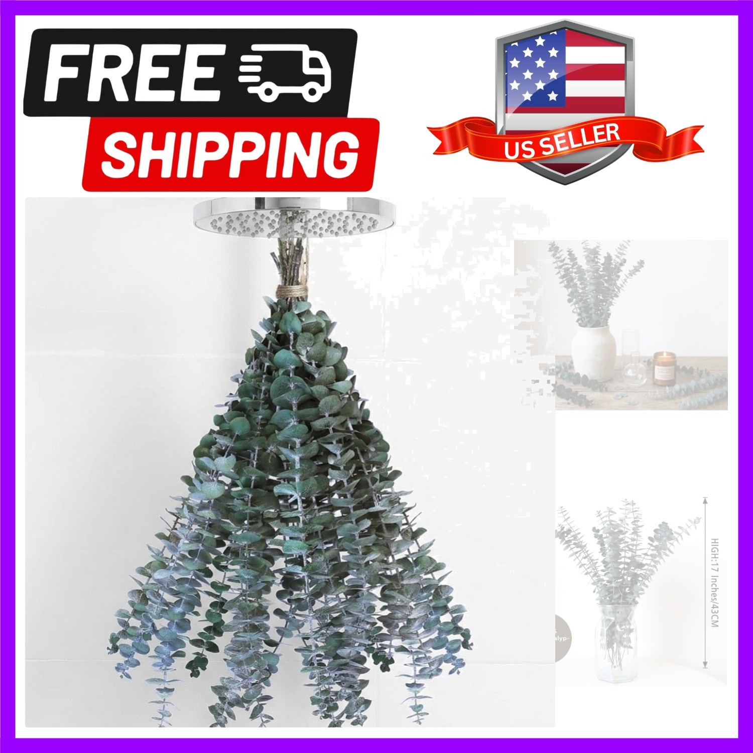 12 PCS Dried Eucalyptus Stems for Shower 17″ Real Leaves Branches for Vase Fi…