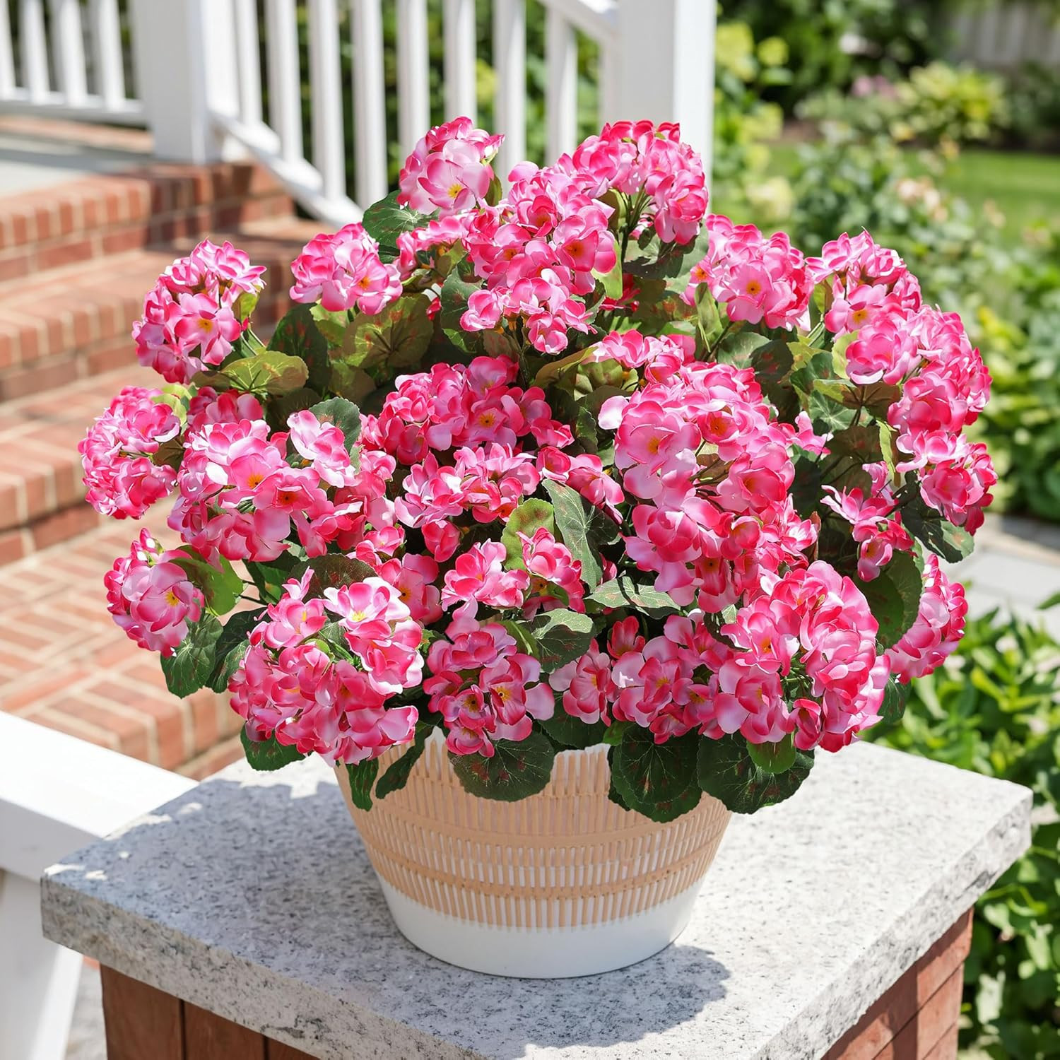 Artificial Geranium Fake Flowers for Outdoors Decoration, 6 Bundles Silk Geraniu