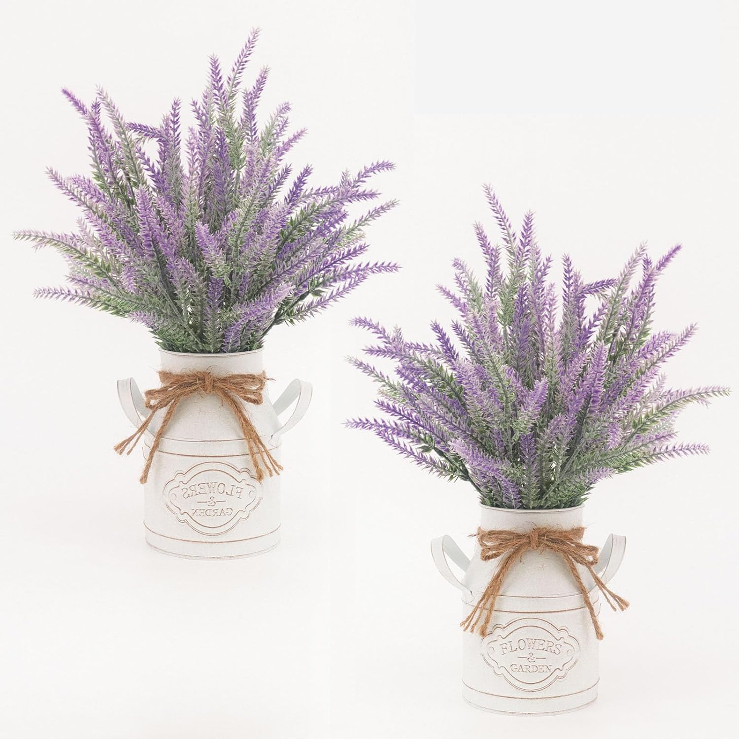 2Pcs Faux Lavender Flowers in Pots for Farmhouse Decor & Centerpieces