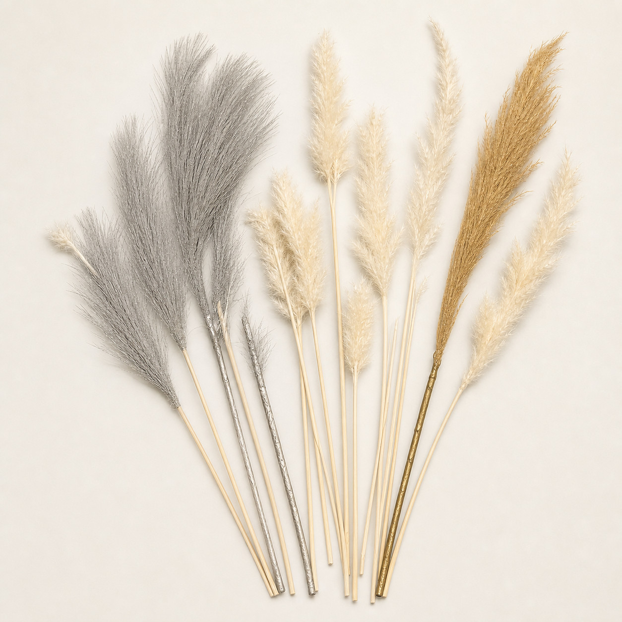 Decorative Dried Pampas Grass & Accent Stems Bundle Boho Neutral Home Decor