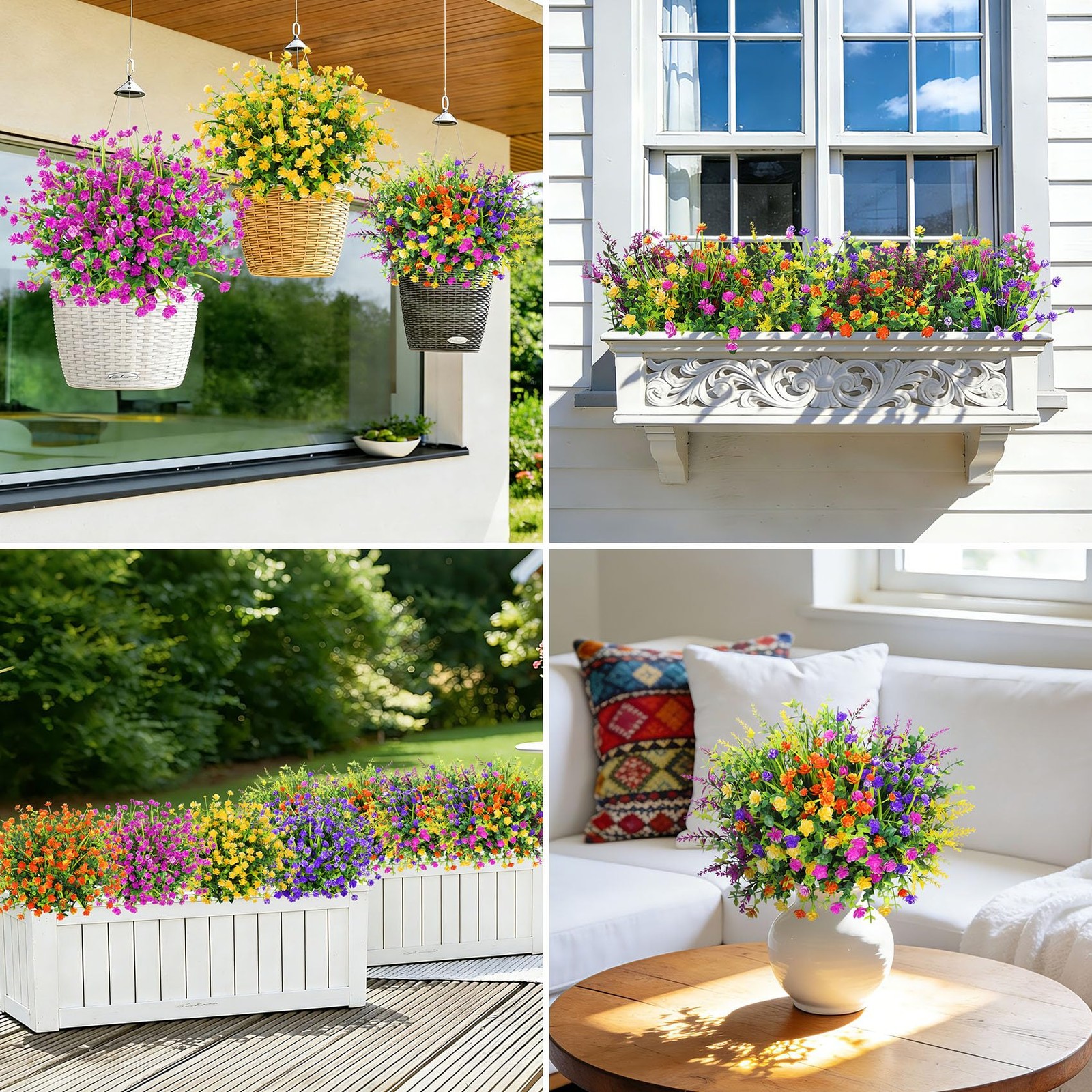 20 Bundles Artificial Flowers for Outdoors Fake Plastic Flowers UV Resistant …