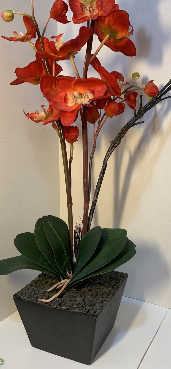 Artificial Red Orchid Planter