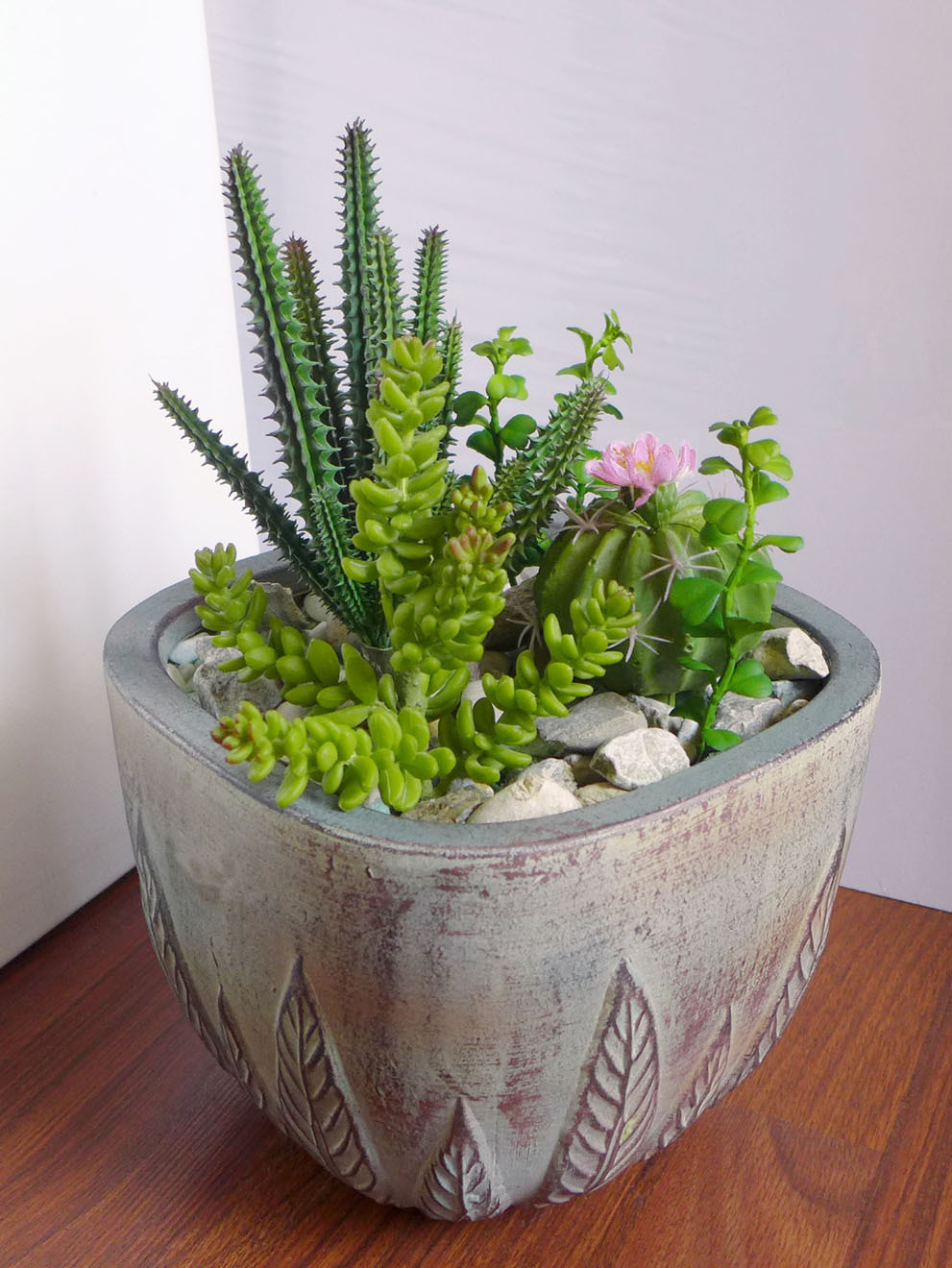 Artificial Grass Set of 6 Cactus Mini Plants Yacon Succulents