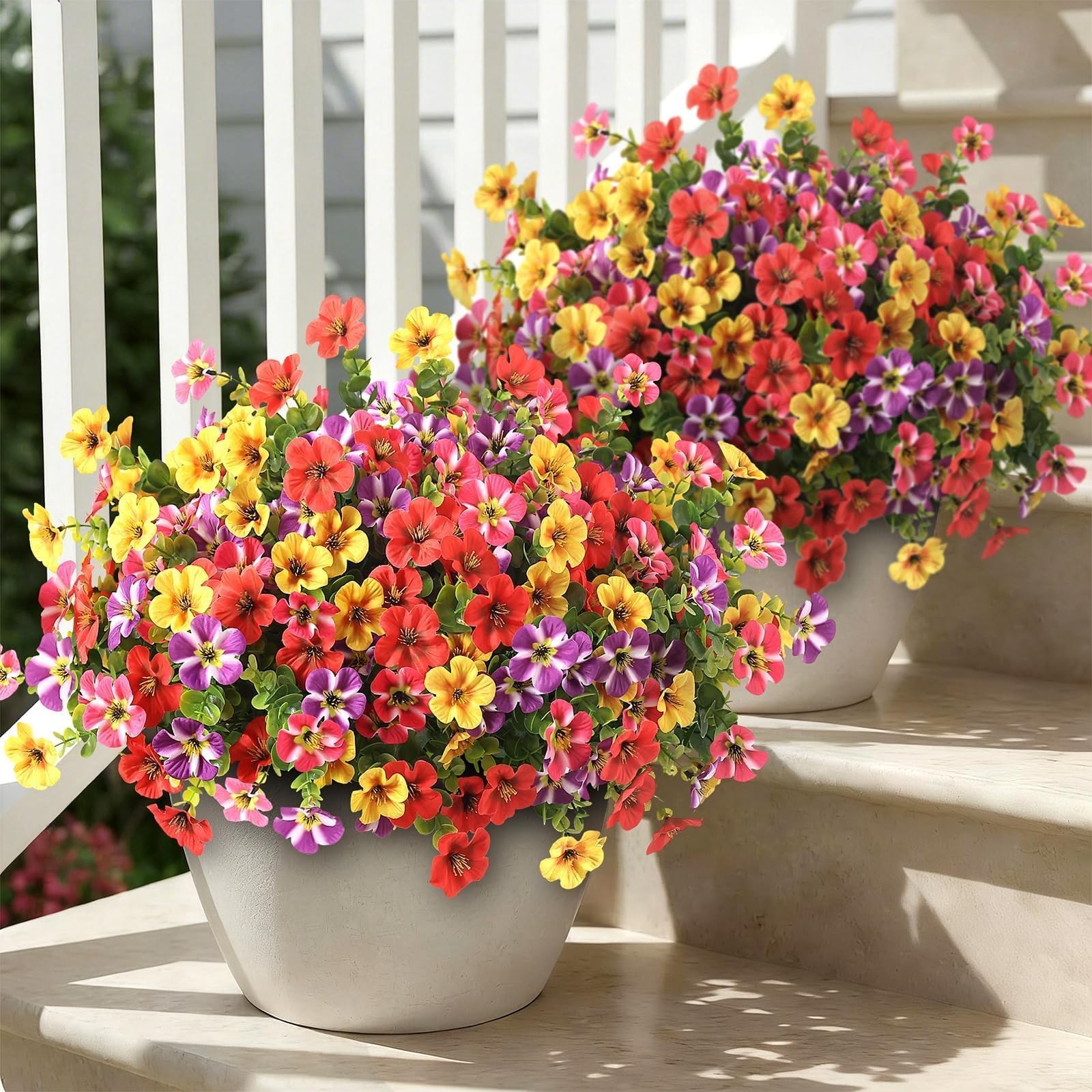12 Bundles Artificial Flowers and Eucalyptus for Outside, Sun Resistant Silk …