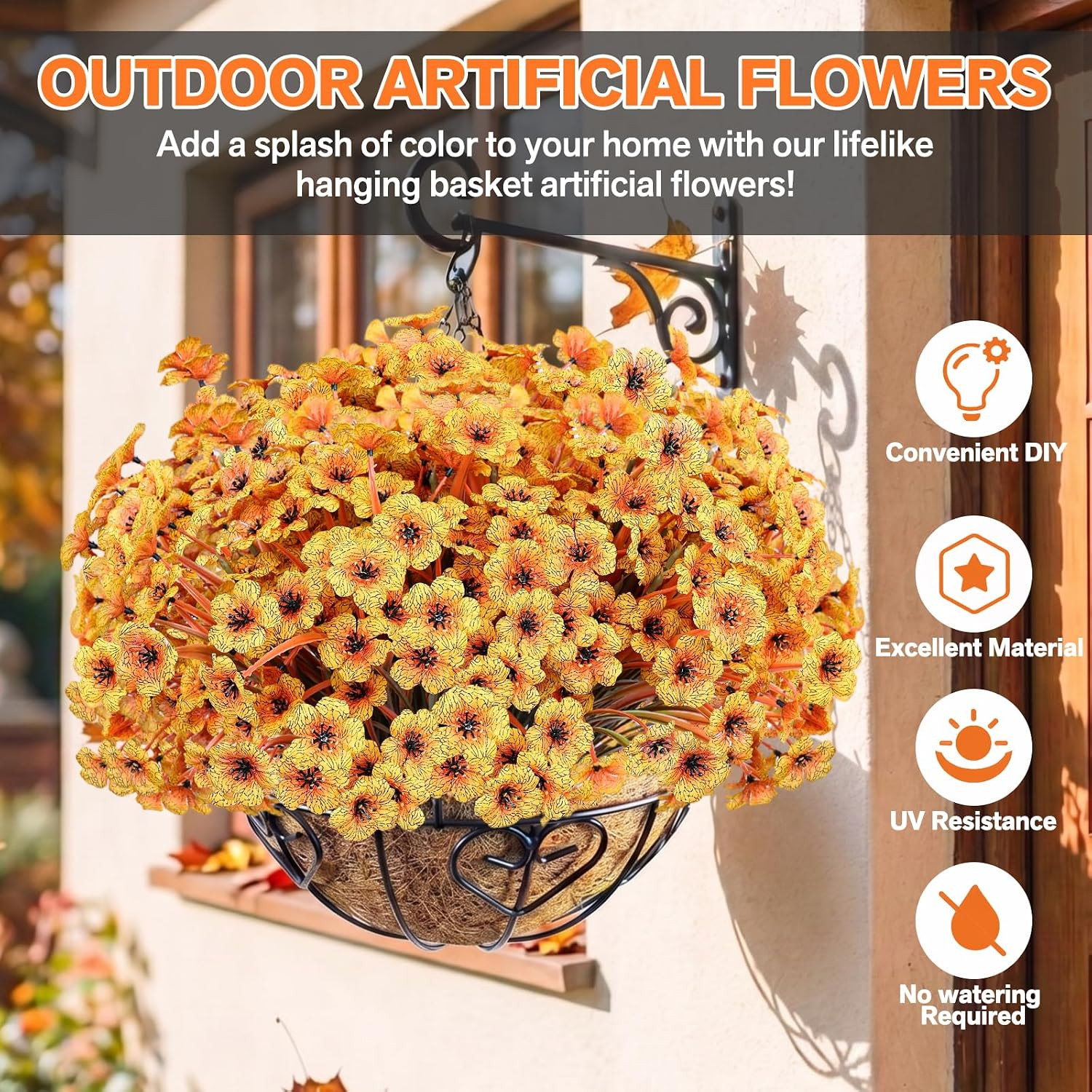 22 Pack Artificial Flowers Outdoor Fake Plants, Faux Flowers UV Resistant