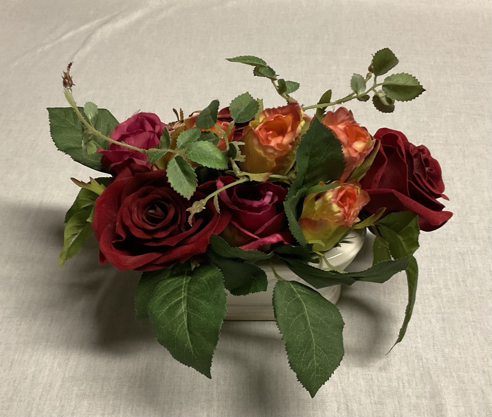 Artificial Flowers And Ceramic Holder/Pot