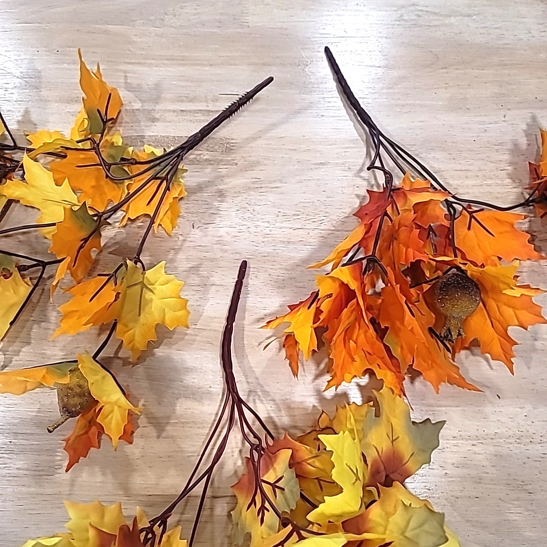 3 Pieces Artificial Yellow/Orange/Red Fall Maple Leaf-Stems-Autumn-Thanksgiving