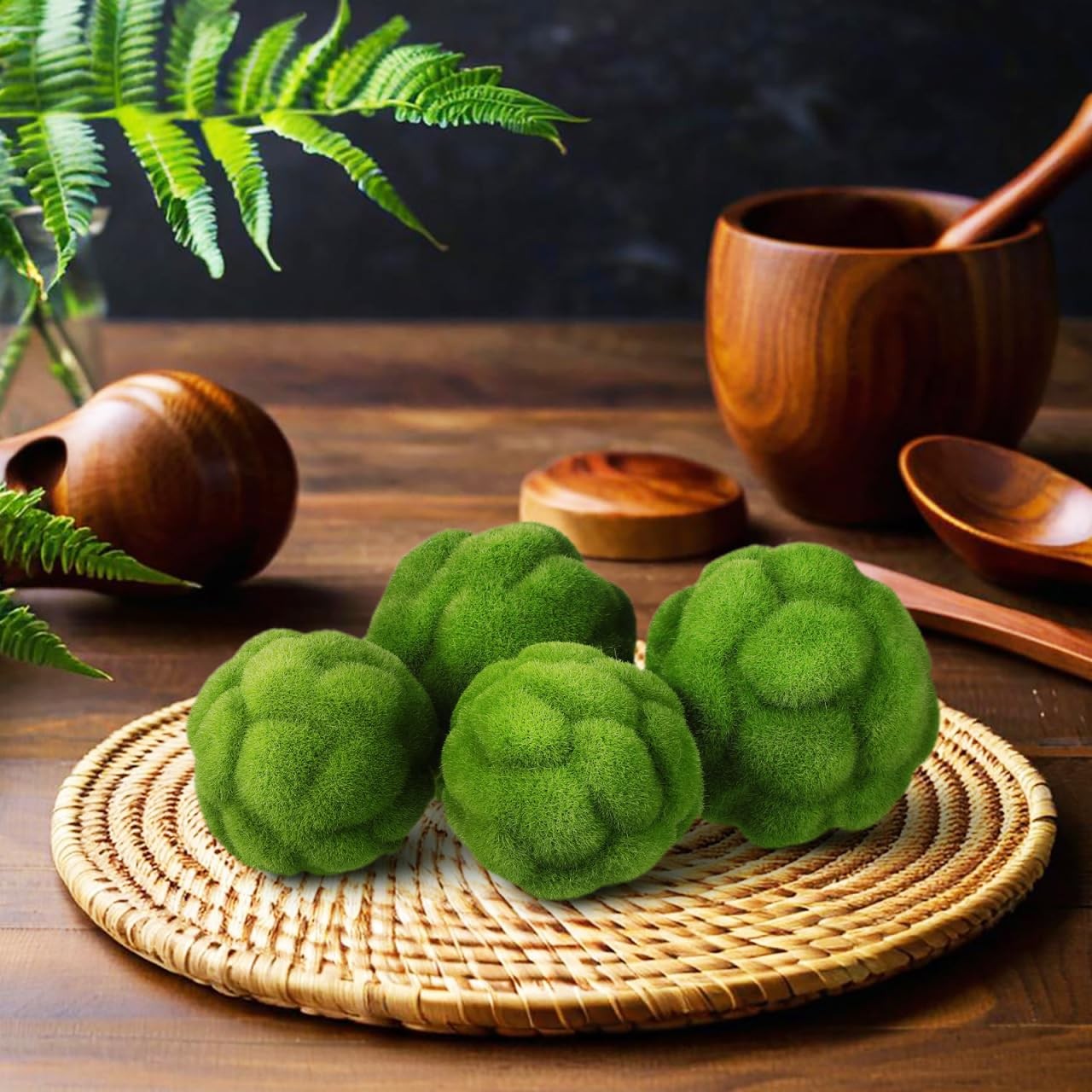 4.7 Inch Faux Moss Balls Decorative Green Mossy Orbs Home Garden Centerpiece