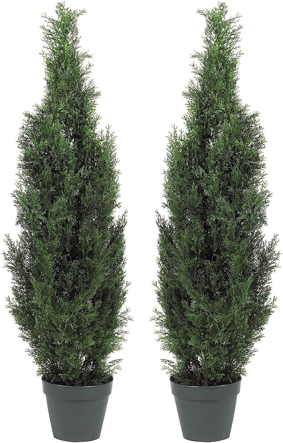 Decorative 3′ Cedar Topiary Trees in Pots – 2-Piece Set for Year-Round Charm