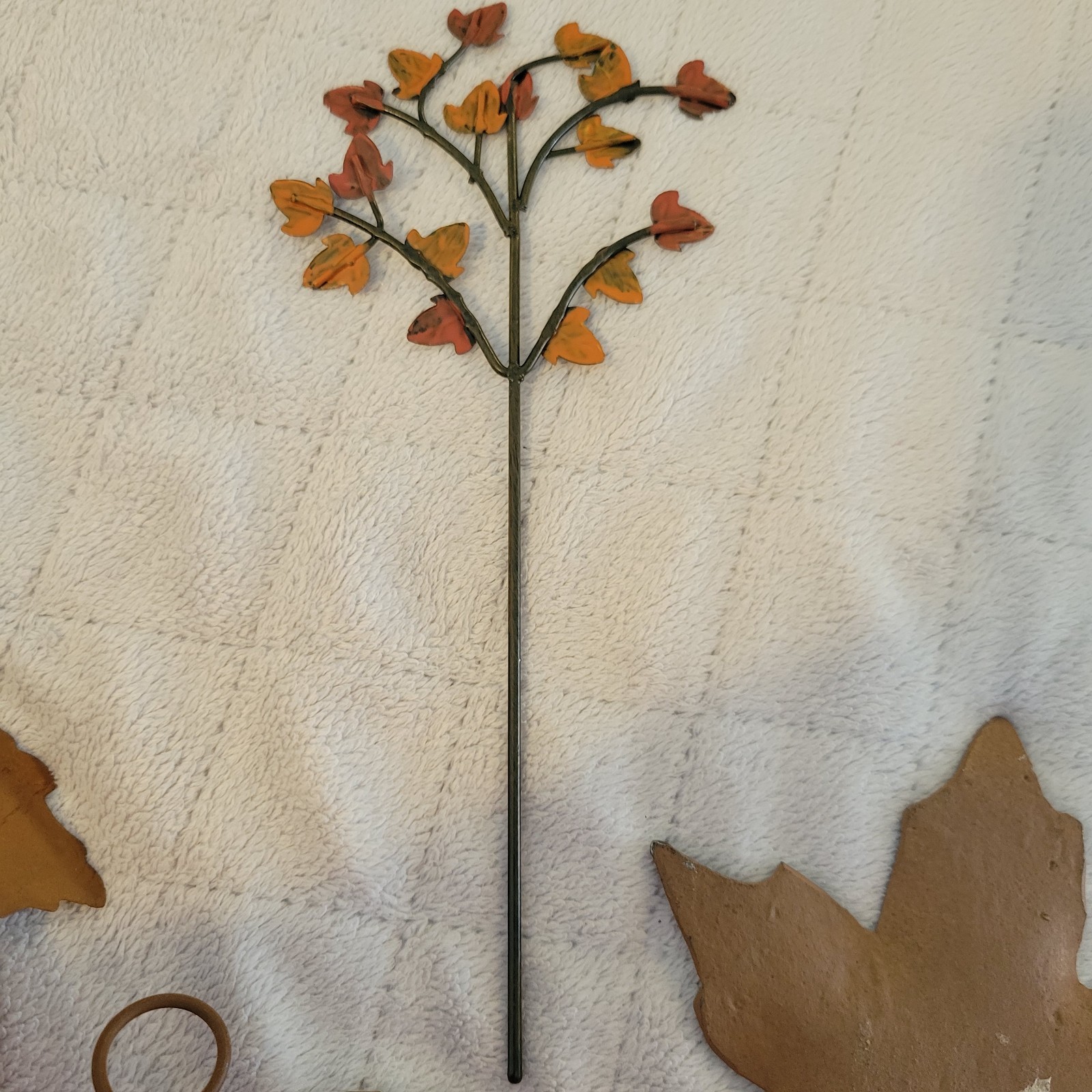 Rustic home decor leaf leaves wall hanging hook Fall Autumn shapes MCM Lot of 4