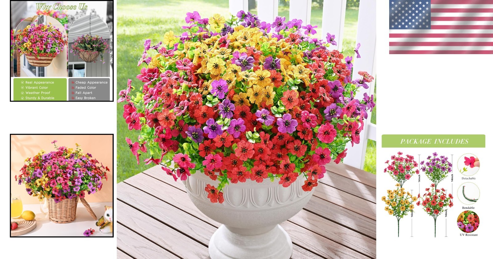 Customizable Fake Flowers – 24 Bundles for Stunning Outdoor Decor Creations
