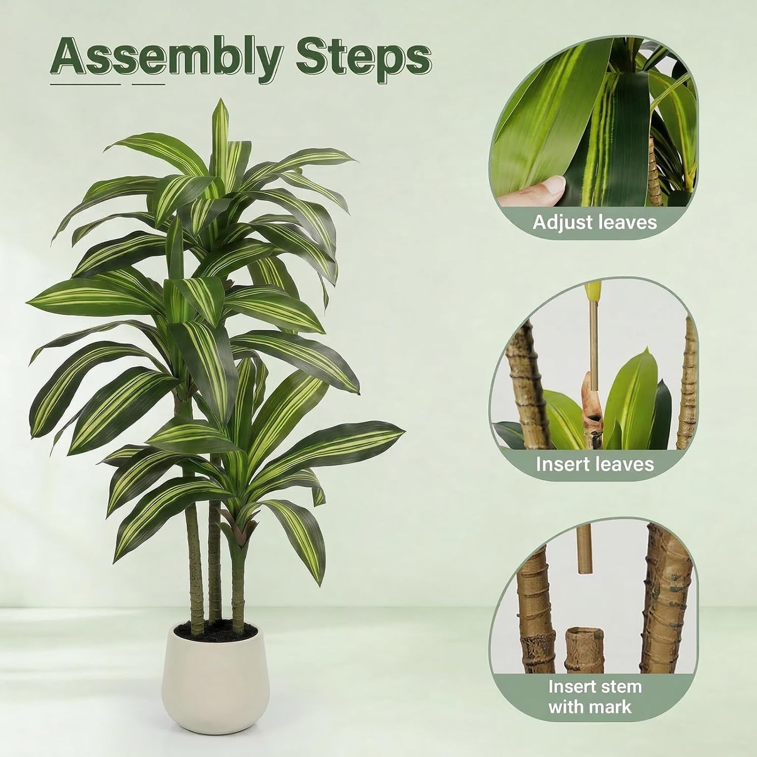 5FT Artificial Tree Dracaena Plant in Decorative Pot-Realistic Fake Plant Indoor