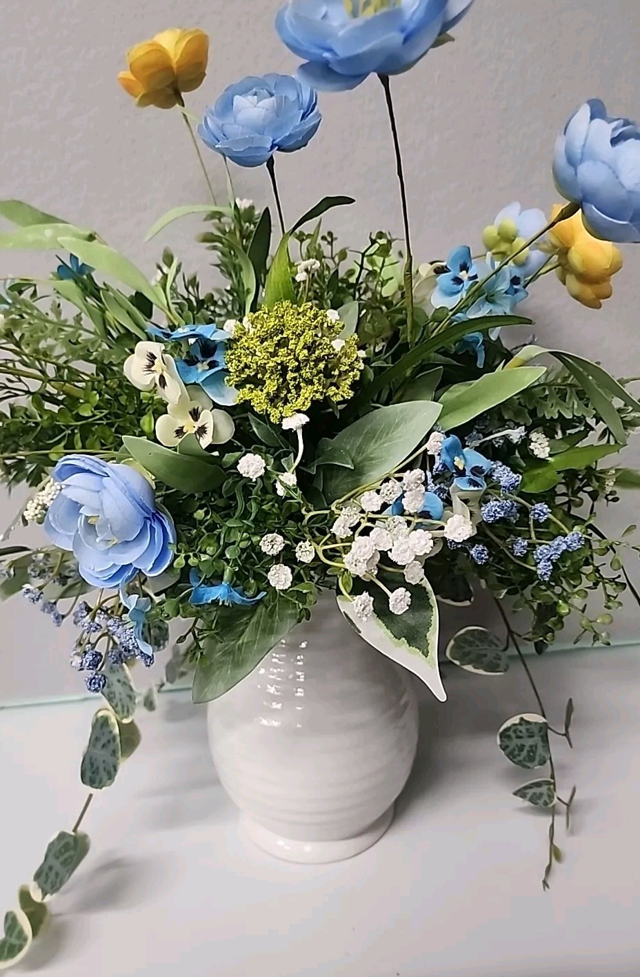 HANDMADE 18 X 17 Faux FLOWER ARRANGEMENT