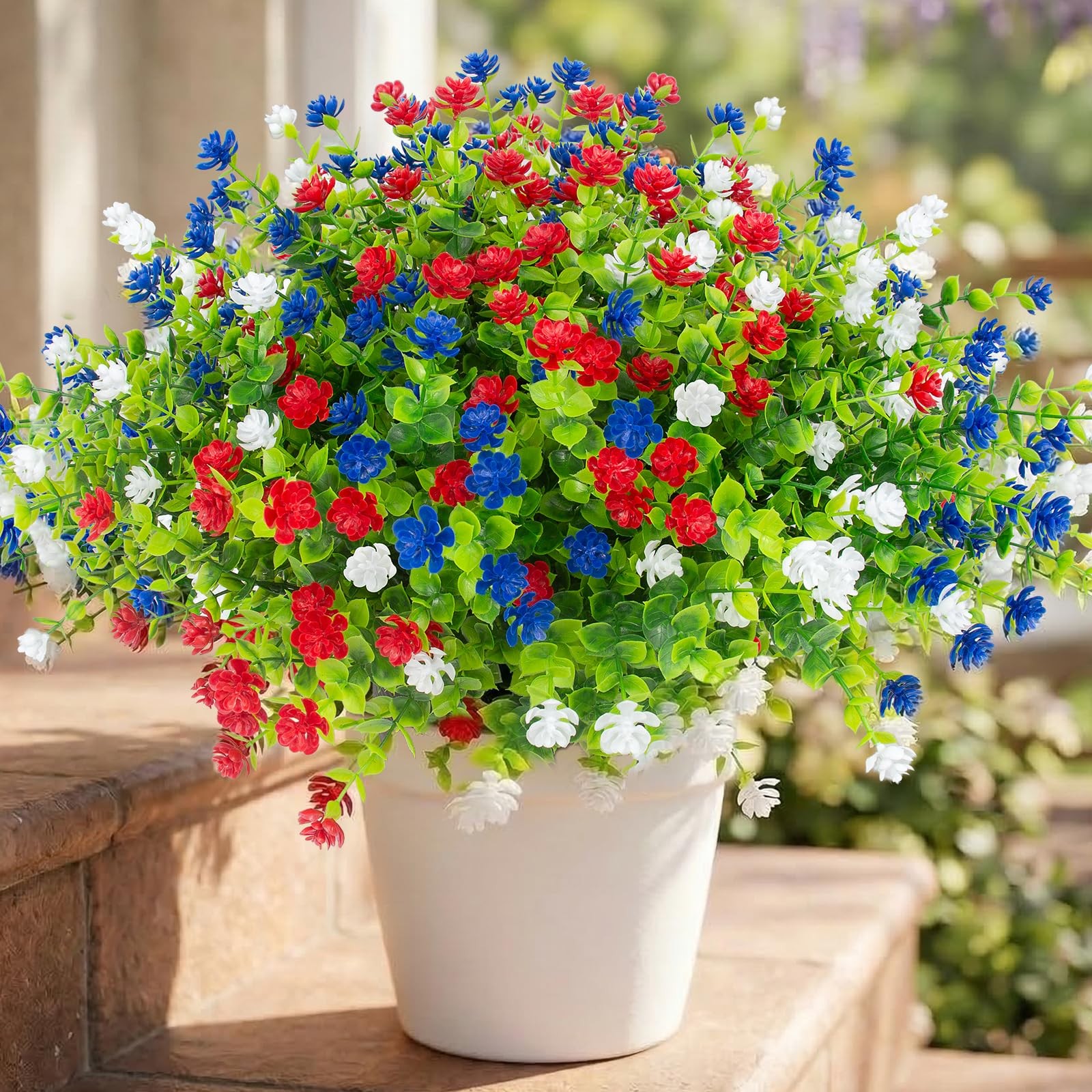 48 Pcs Artificial Flowers Outdoor, Faux Artificial Plants UV Resistant Plasti…