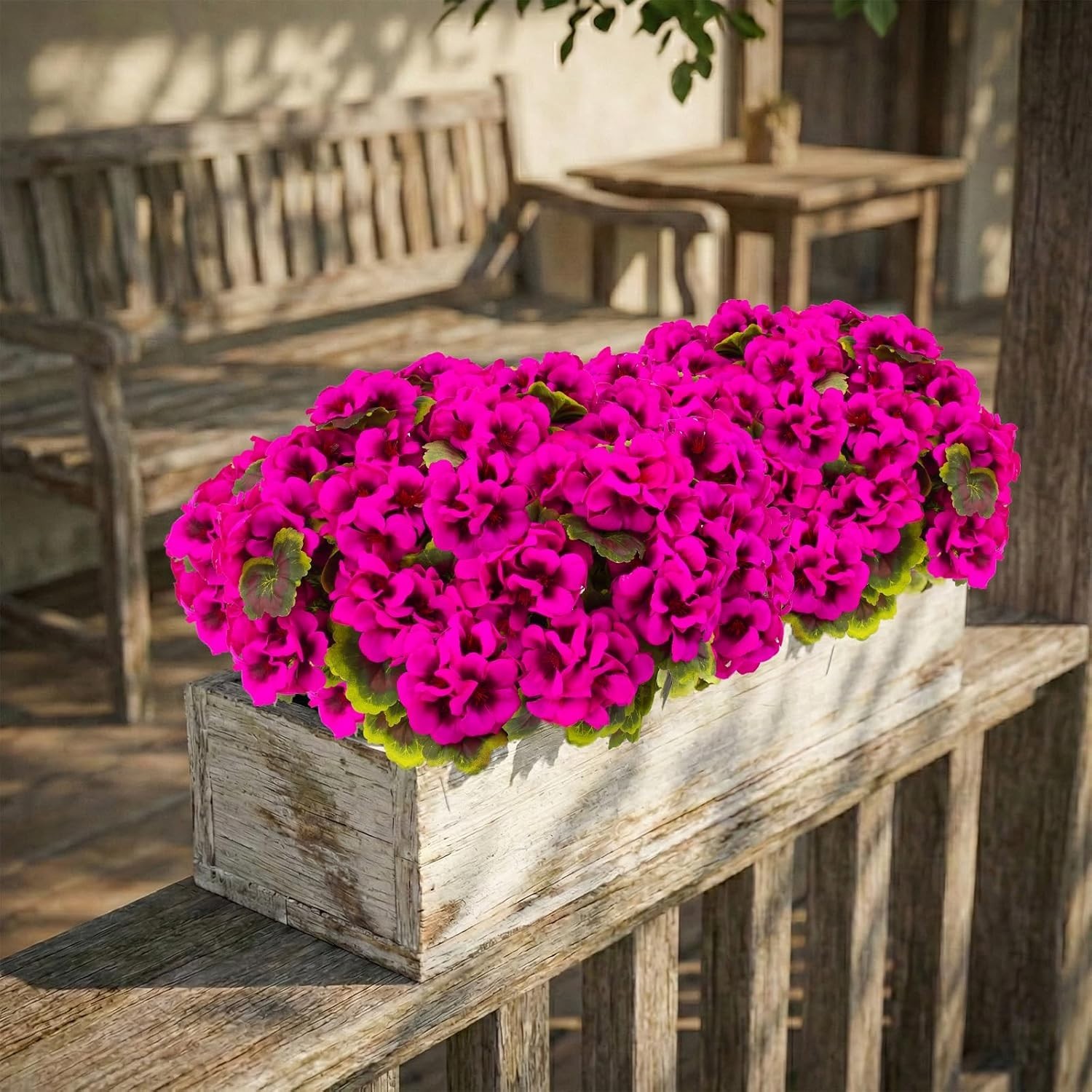 Realistic 16 Pcs Silk Geraniums for Indoor Outdoor Decoration – Rose Red Charm