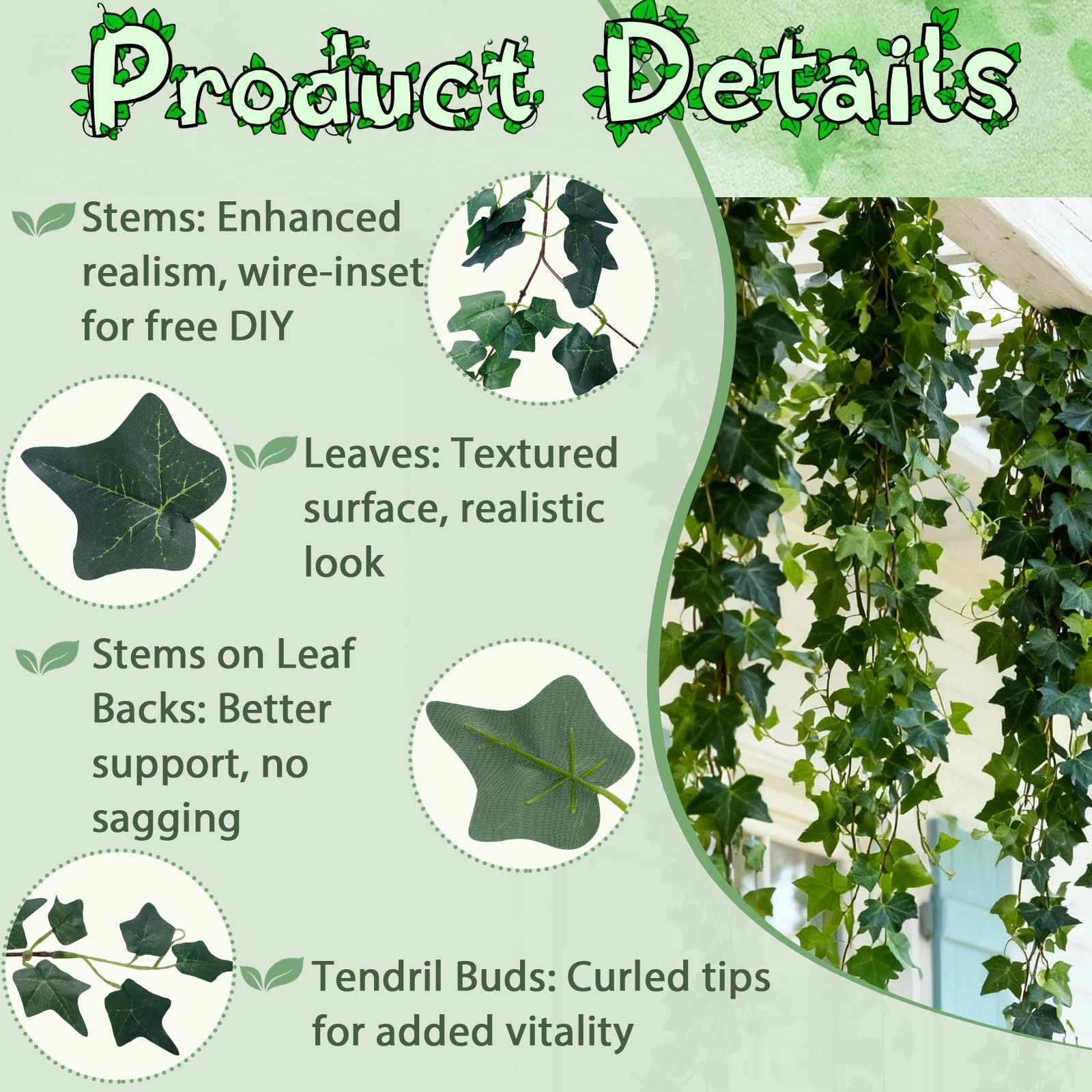 2pack Total12FT Artificial Ivy Artificial Vines Artificial Plants Fake Hangin…