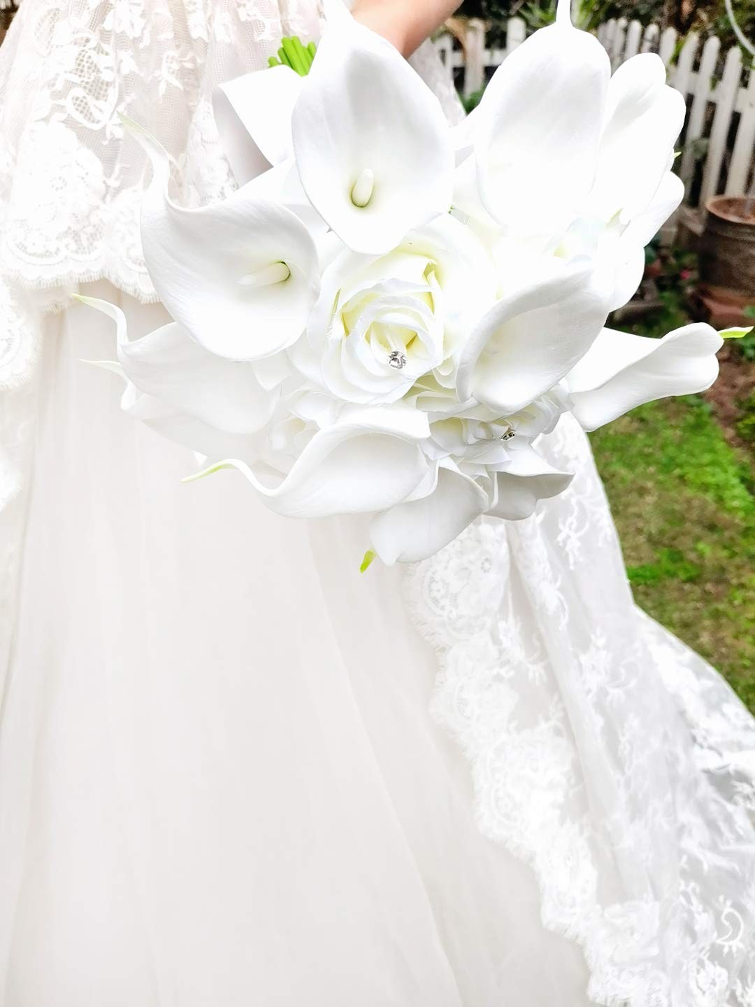 9 Inch White Calla Lily Rose Bridal Wedding Bouquet Party Decoration Artificial