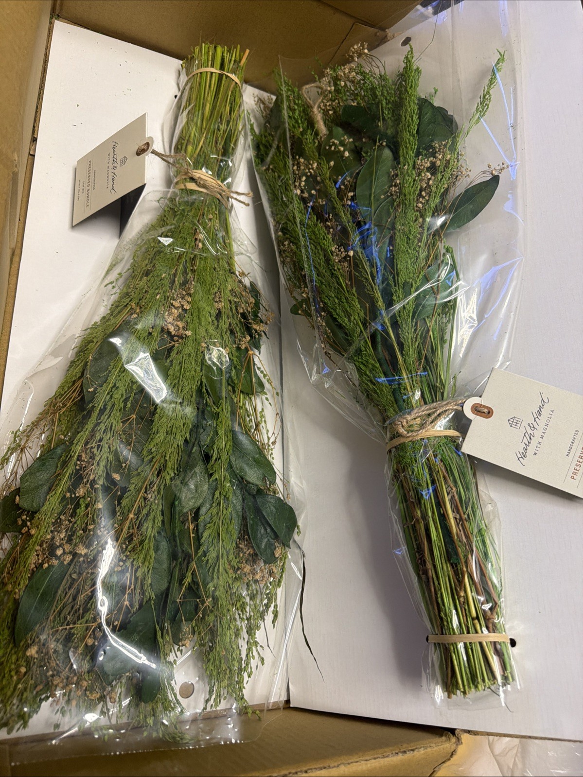 Lot of 2 Hearth & Hand Preserved Mixed Leaf with Magnolia & Grass Spring Bundle