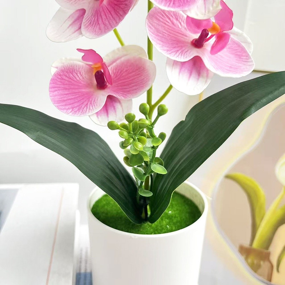 5 Flower Artificial Phalaenopsis Orchid Potted Plant for Wedding Home Decor