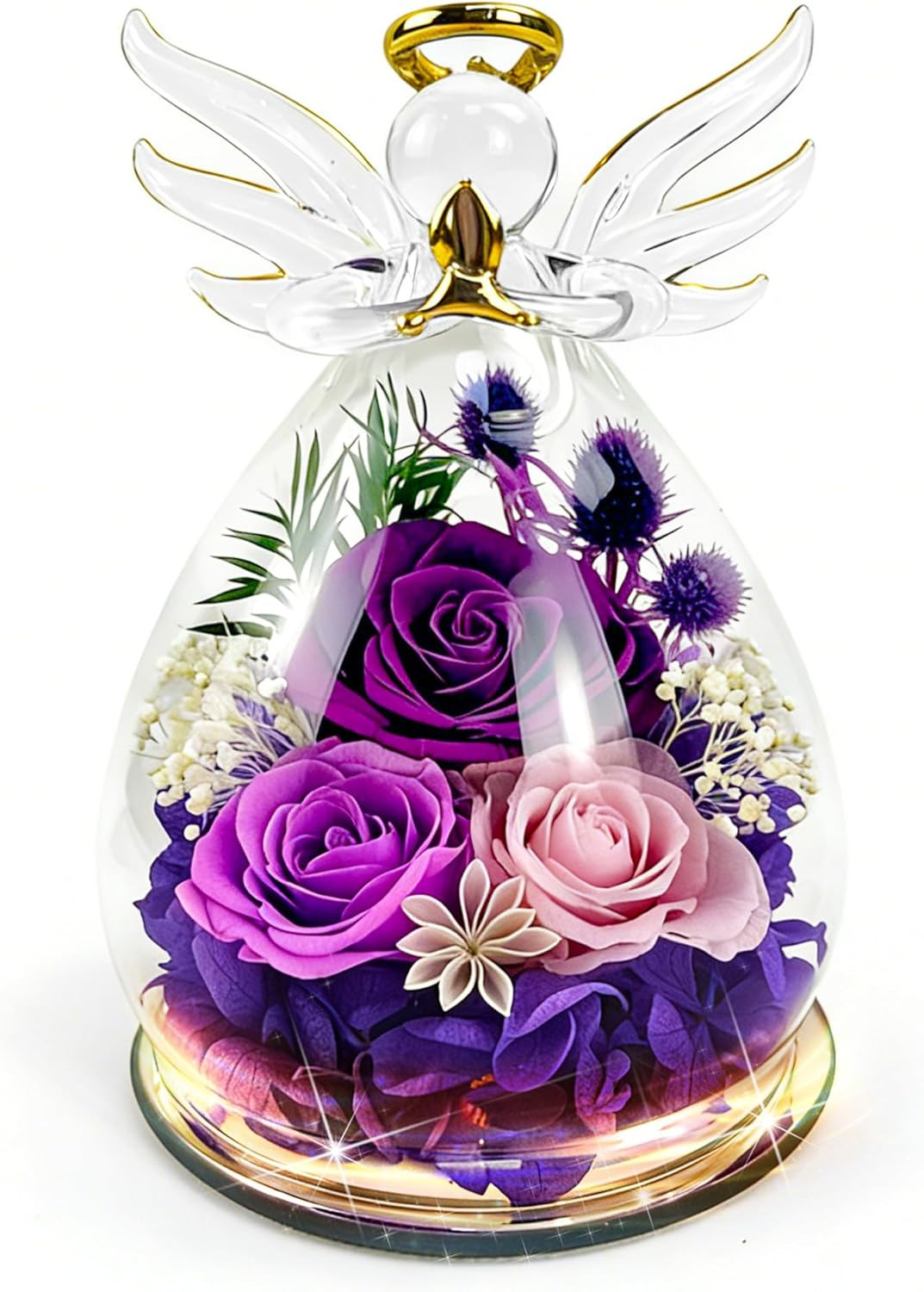 Birthday Gifts for Women Preserved Red Real Rose Flowers in Glass Dome, Forever