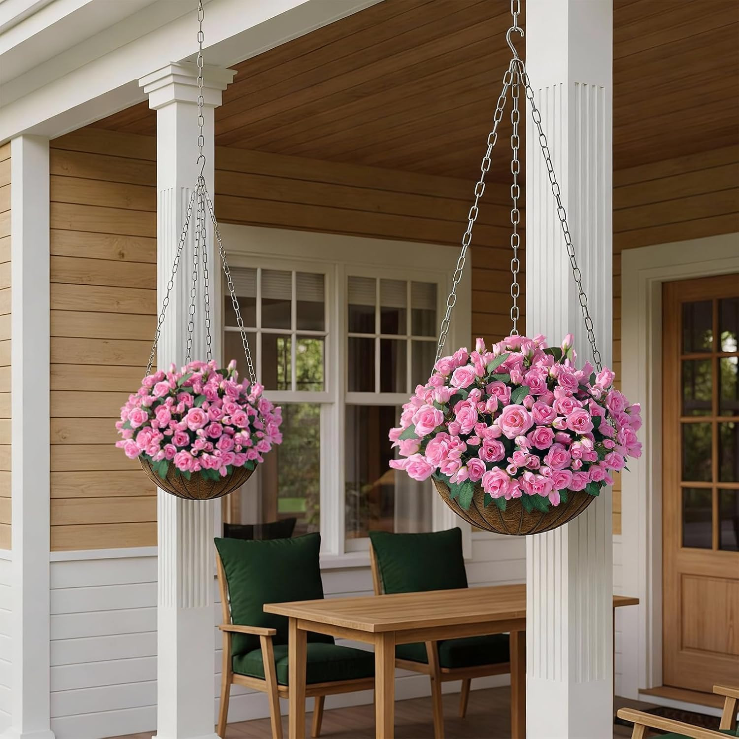8 Bundles Artificial Roses for Front Door Outdoor Decor, Realistic Fake Silk …