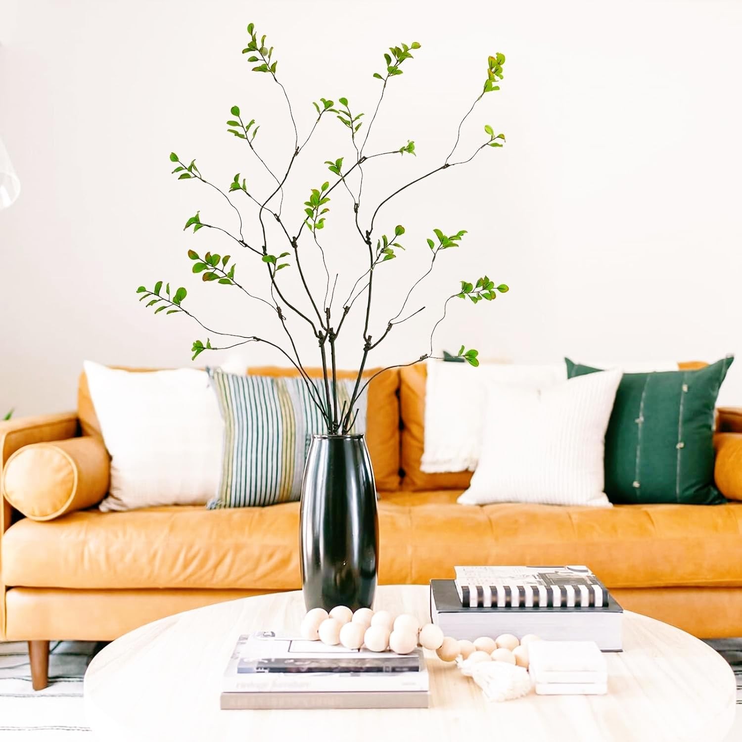 Faux Ficus Branches 4 Pcs Artificial Ficus Stems Eucalyptus Faux Greenery Decor