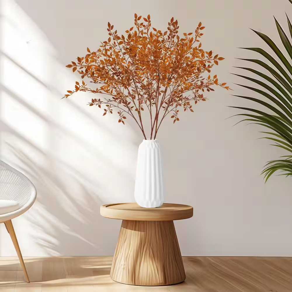 43.3 In. Autumn Artificial Foliage Nandina Branches with Lifelike Leaves for Vas