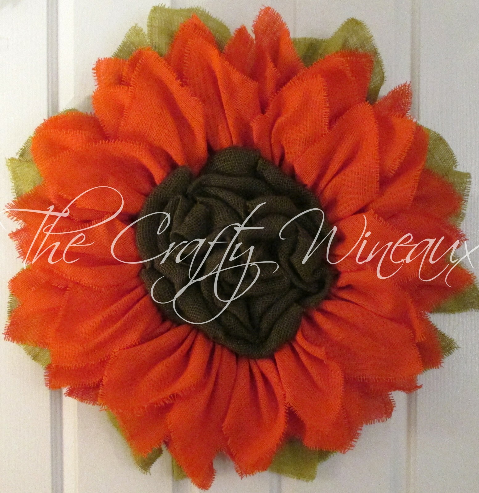 The Crafty Wineaux – Extra Large 30″ Rich Tangerine Burlap Sunflower Wreath