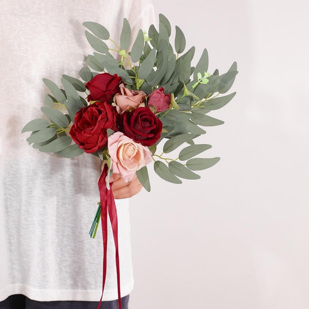 2 PCS Dark Red Burgundy Artificial Rose Flower Swag Wedding Arch Sign Decor