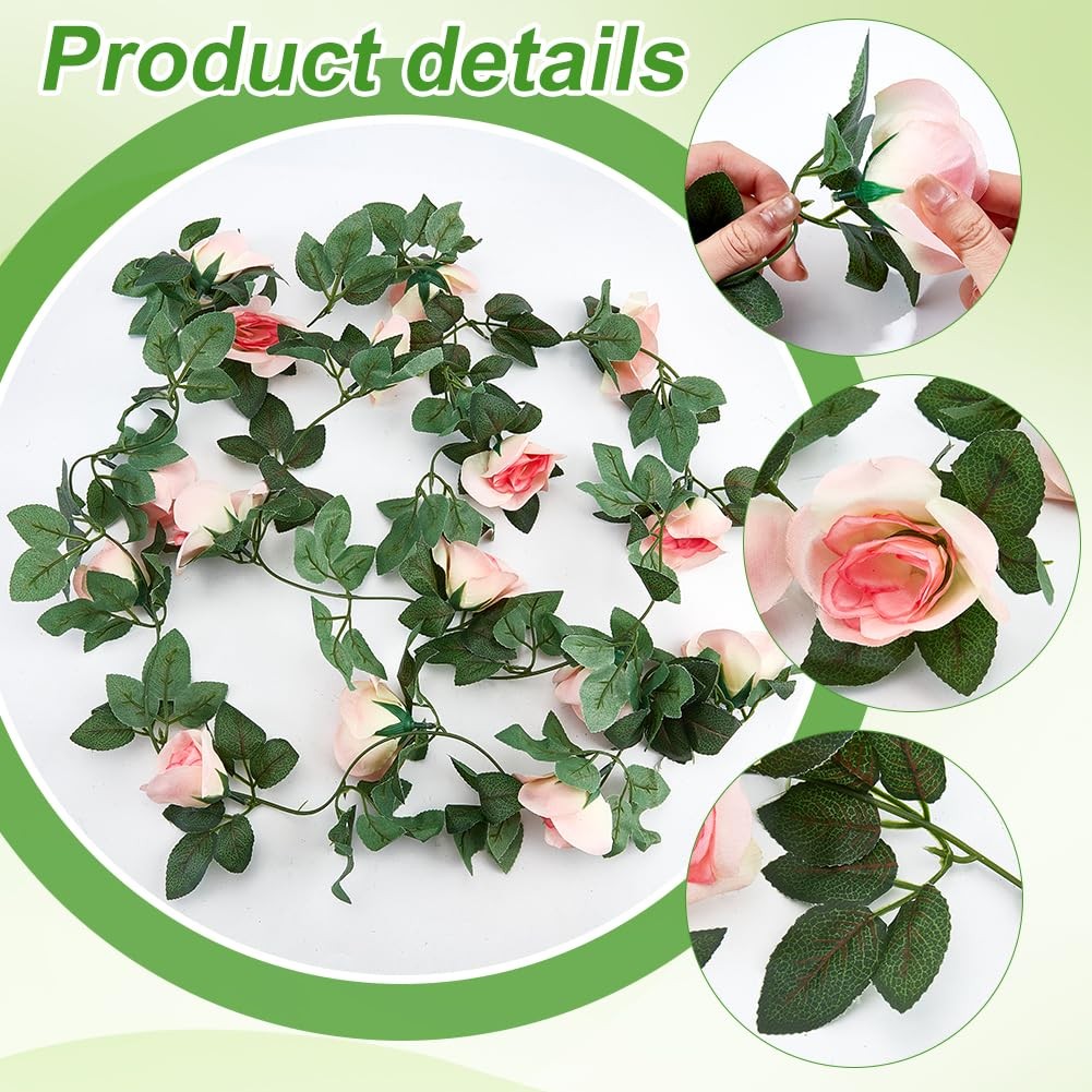 5Pcs 40Ft Artificial Rose Vine, Fake Flowers Garland Fake Roses Garland Hangi…