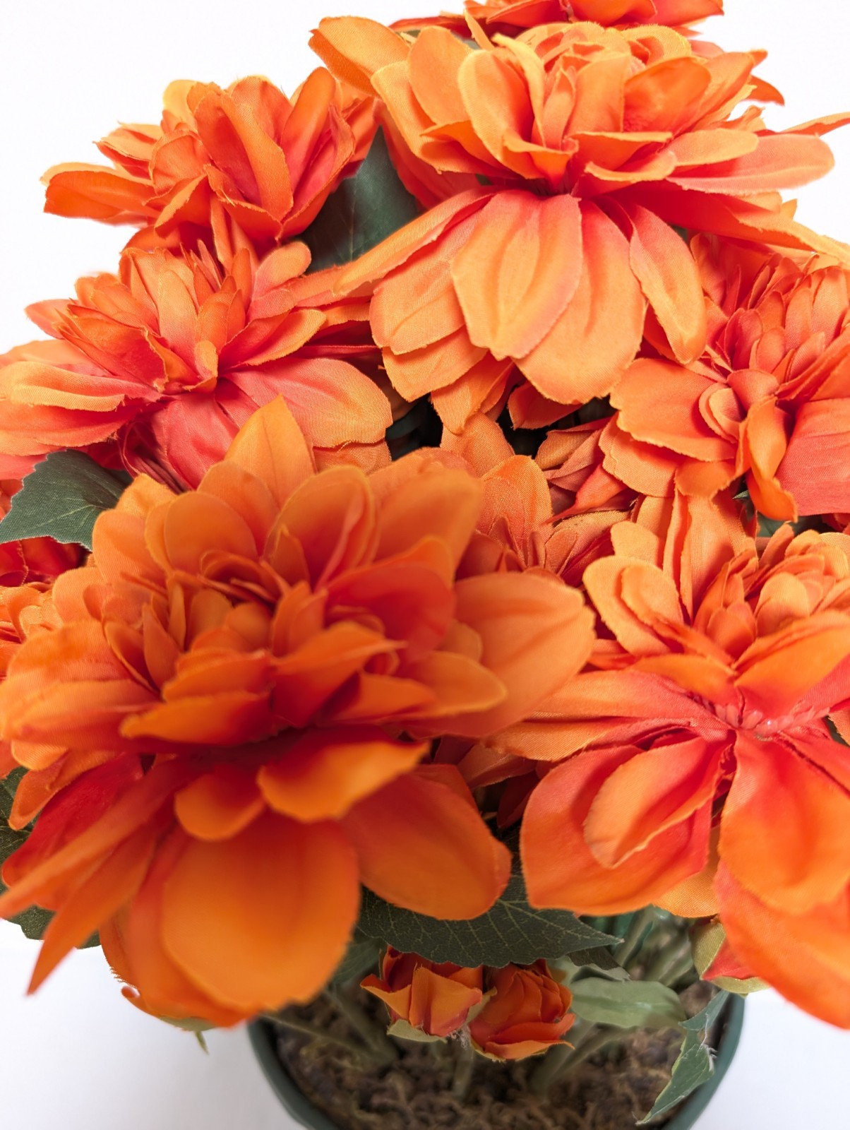 24″ Deluxe Faux Floral Mums in Starter Pot Orange Valerie Parr Hill