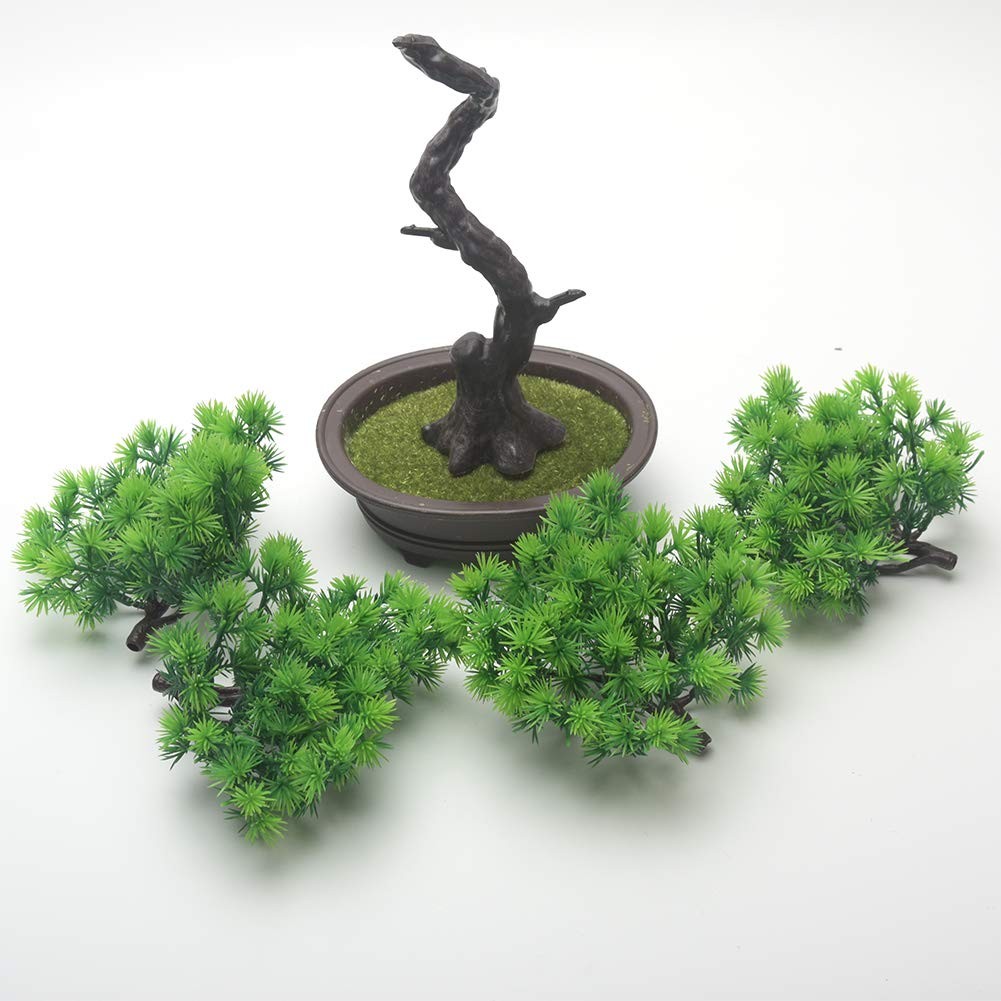 Artificial Bonsai Tree Simulation Pine Potted Fake Green Plant Zen Garden