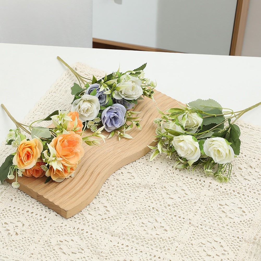 Wedding Decor Silk Rose Bouquet 5 Bloom 32cm for Bridal Shower and Anniversary