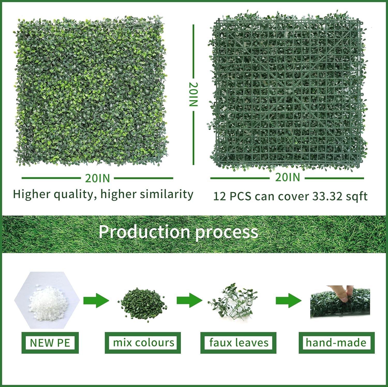 NETAP 6pc 20x20in Grass Wall Panels