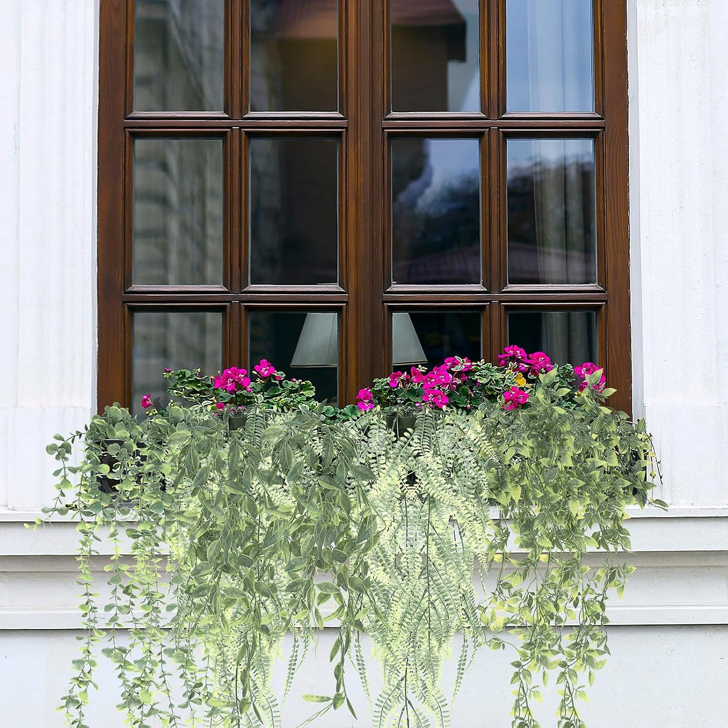 8 Pcs Artificial Hanging Plants with Flowerpots for Home Decor Indoor Outdoor