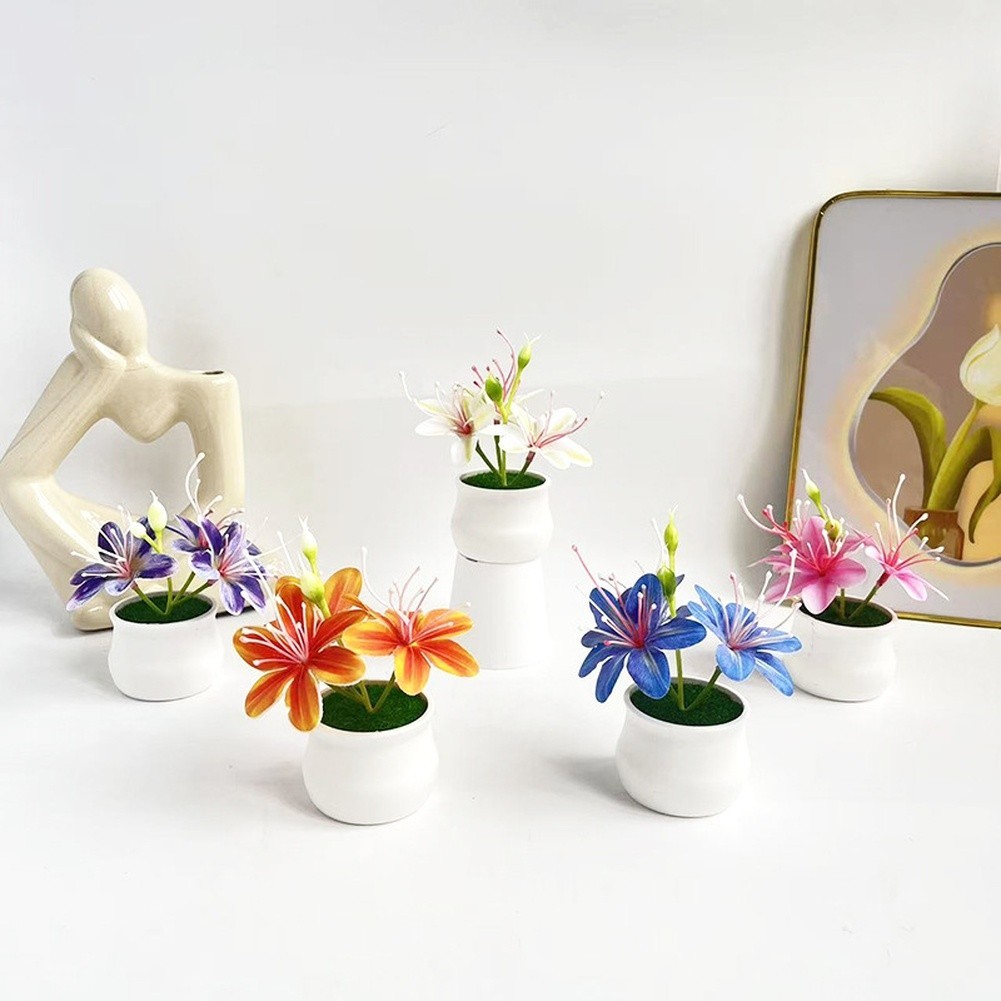 Soft Rubber Like Artificial Jasmine Flower Pot 10.5cm for Modern For Home Decor