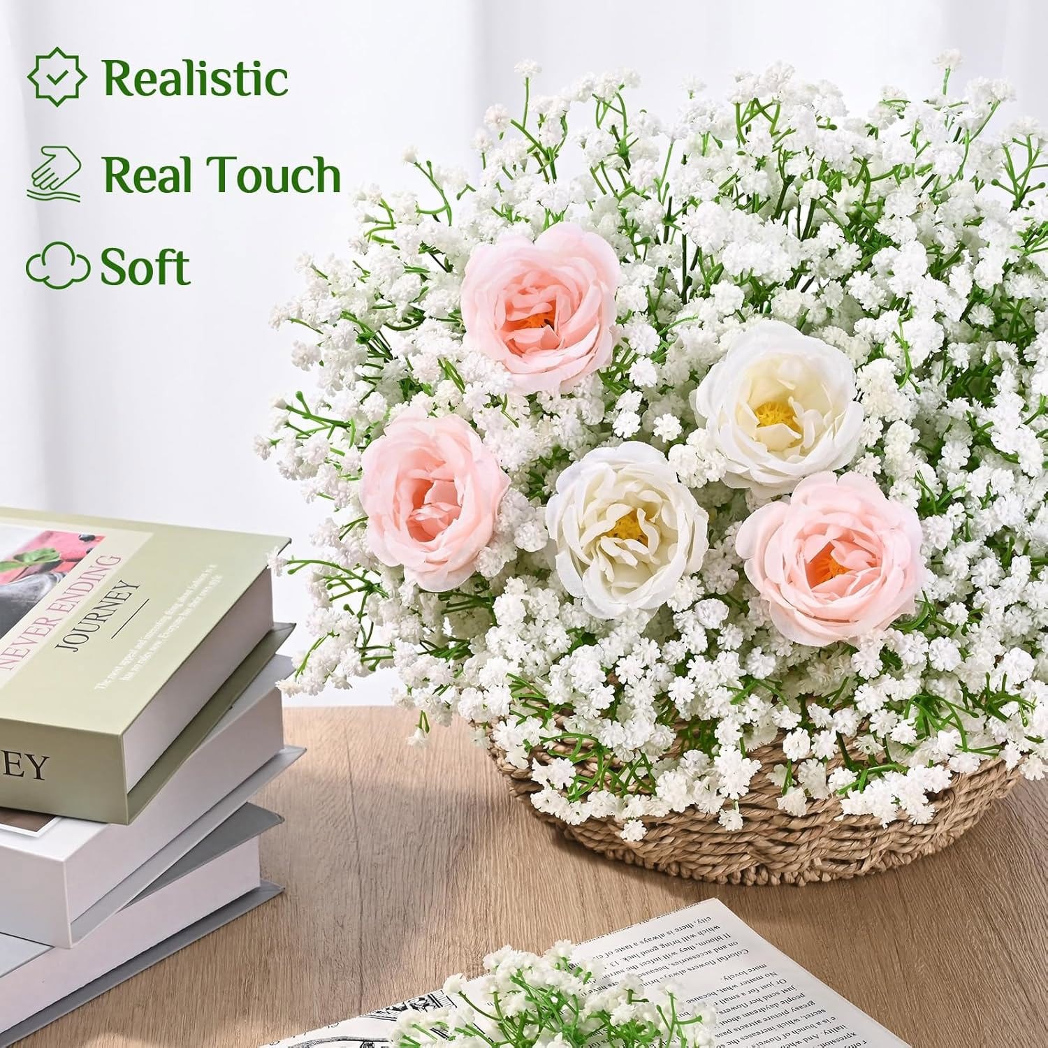 36Pcs Fake Gypsophila Plant Artificial Pink White Baby Breath Flowers Decoration