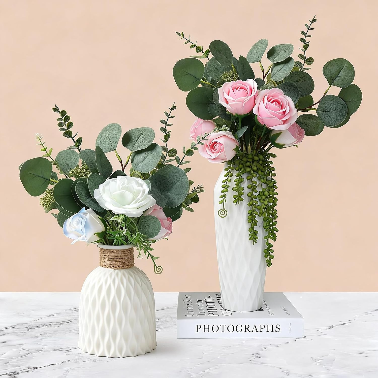 Fake Plants, 20Pcs Mixed Eucalyptus Stems Artificial Flowers, Fake Eucalyptus Le