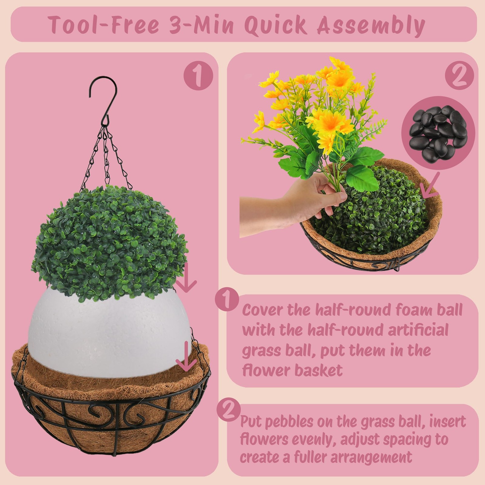 Outdoor Artificial Hanging Flowers: Boast 25% More Blooms Than Standard Model…