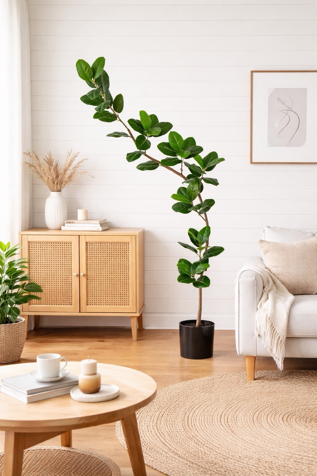7′ Artificial Curved Trunk Audrey Ficus Tree