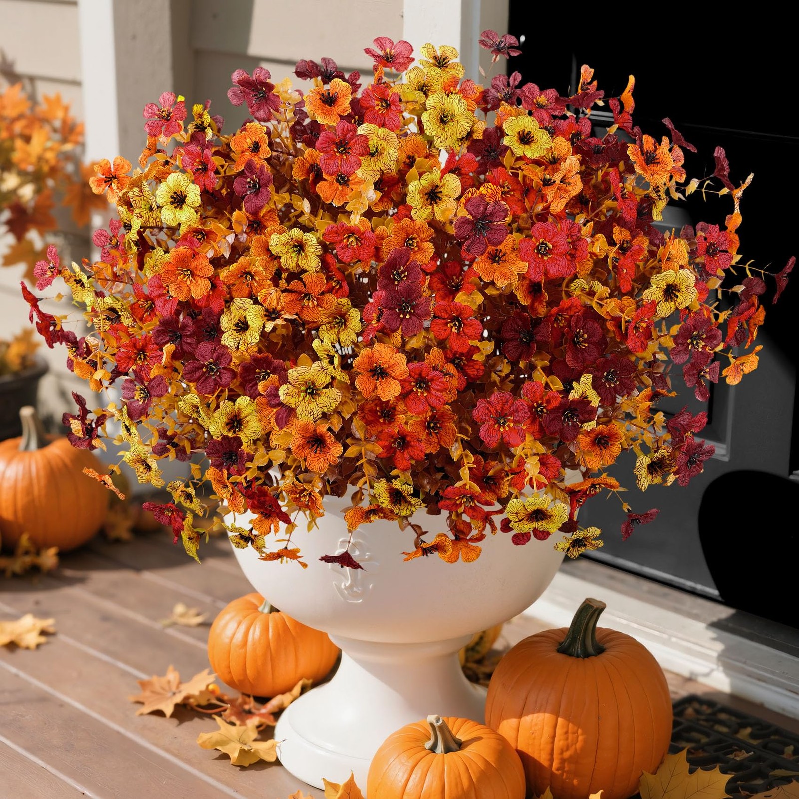 Artificial Fall Flowers for Outdoors Decoration, 12 Bundles Fake Mums Silk Da…