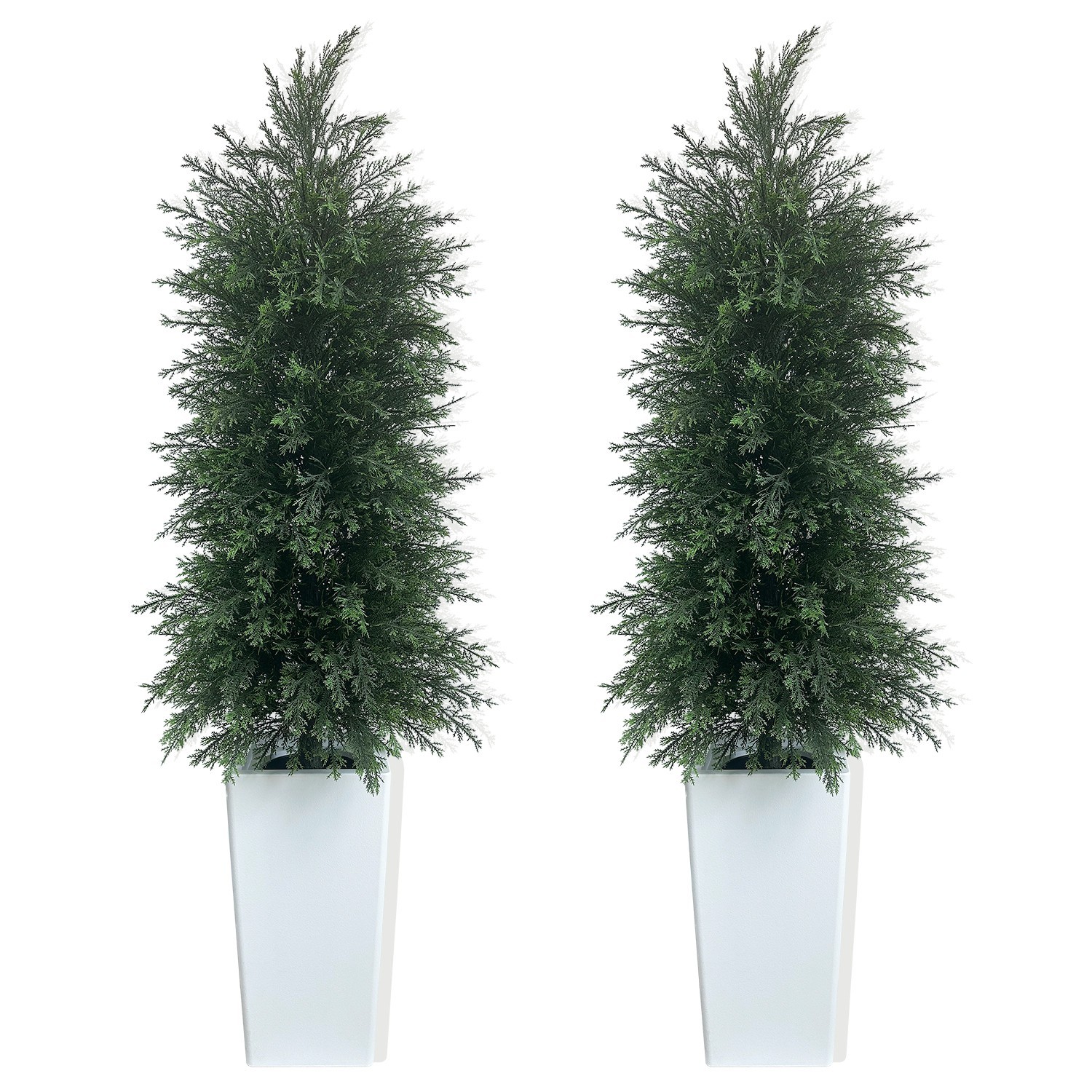 4FT Artificial Cypress Tree with White Decorative Pot